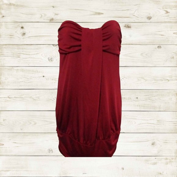 K scion Party prom mini dress size Small strapless color burgundy - Picture 12 of 13